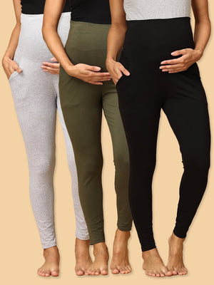 Comfy Maternity Leggings Combo of 3 - LGN3 - CMFONGR - S