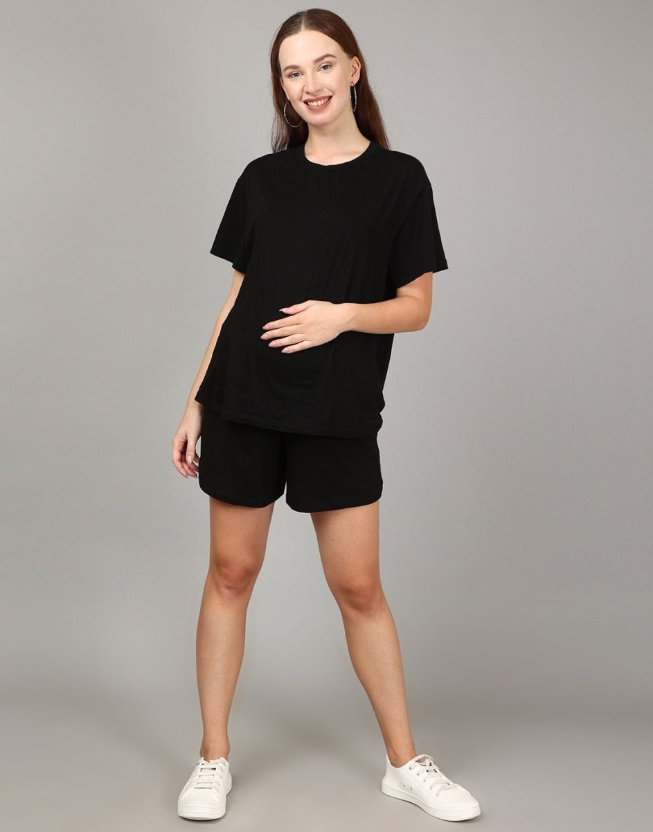 Comfy Maternity Shorts- Black - MBS-AN-BLSH-S