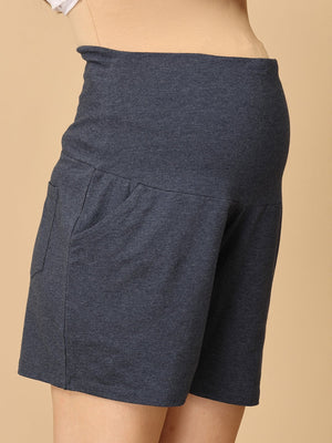 Comfy Maternity Shorts - Navy Melange - MBS - KS - NVYM - S