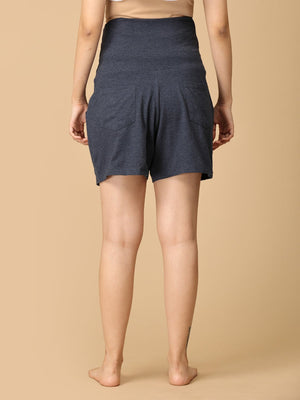 Comfy Maternity Shorts - Navy Melange - MBS - KS - NVYM - S