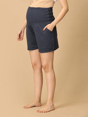Comfy Maternity Shorts - Navy Melange - MBS - KS - NVYM - S