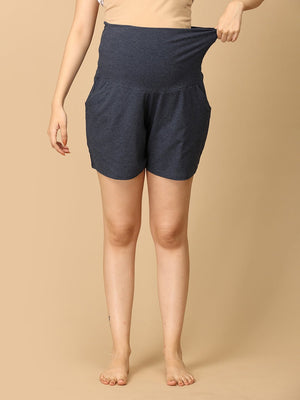 Comfy Maternity Shorts - Navy Melange - MBS - KS - NVYM - S