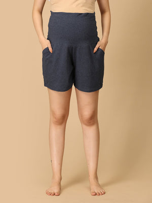 Comfy Maternity Shorts - Navy Melange - MBS - KS - NVYM - S