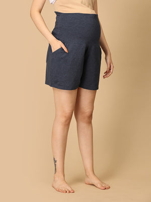 Comfy Maternity Shorts - Navy Melange - MBS - KS - NVYM - S