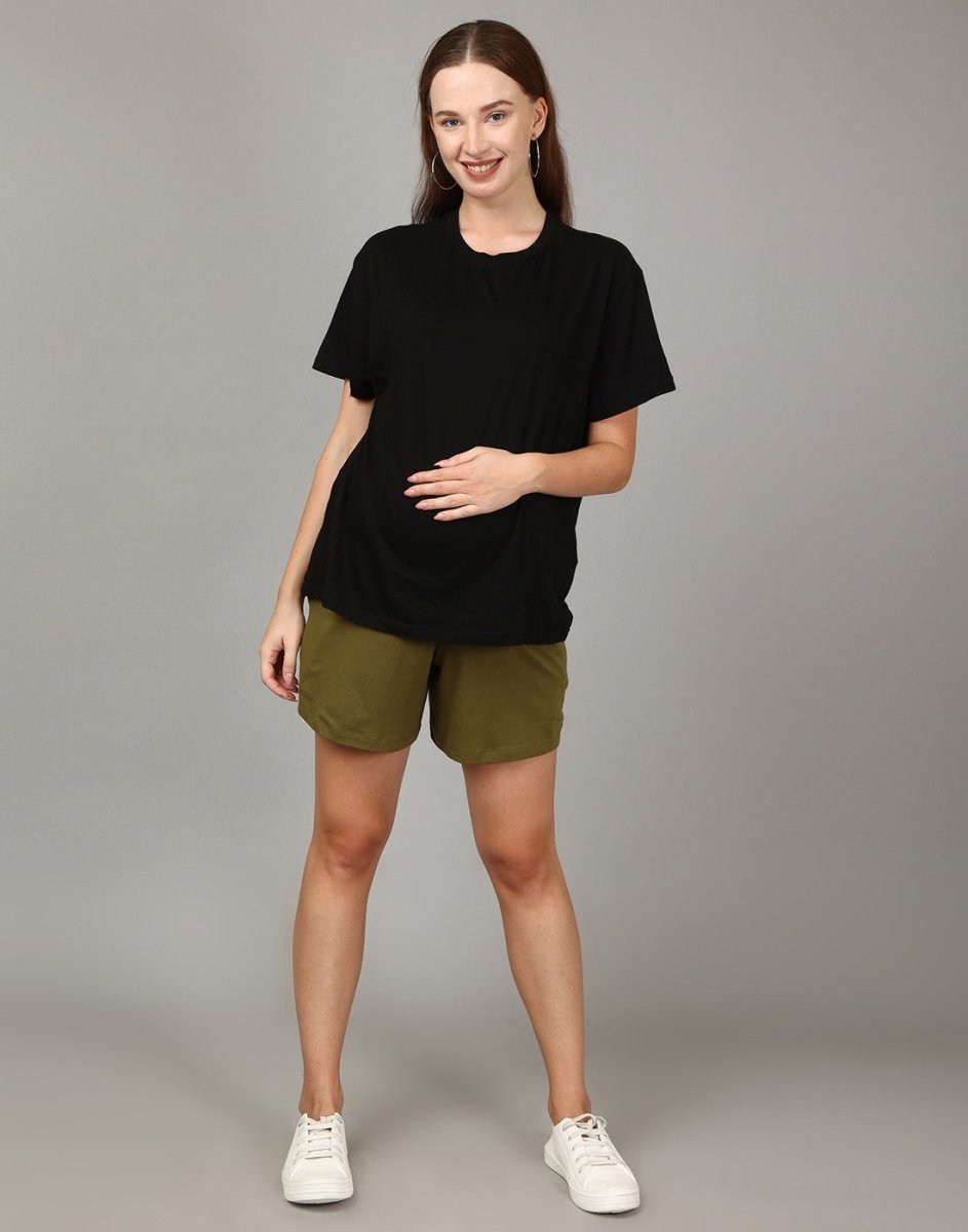 Comfy Maternity Shorts- Olive - MBS-AN-OLSH-S