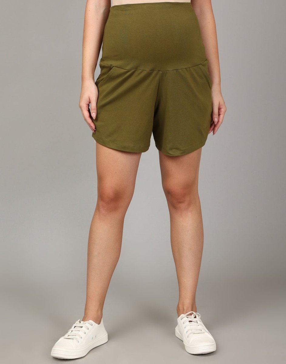 Comfy Maternity Shorts- Olive - MBS-AN-OLSH-S