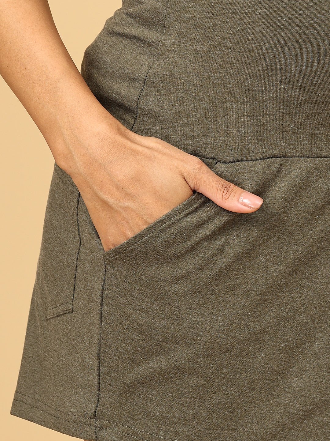 COMFY MATERNITY SHORTS- Olive Melange