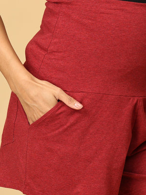 COMFY MATERNITY SHORTS- Red Melange