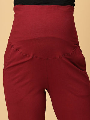 Comfy Maternity Trackpants - Maroon - PYJ - PN - MRN - S