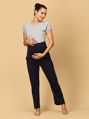 Comfy Maternity Trackpants - Navy Blue - PYJ - PN - NVB - S