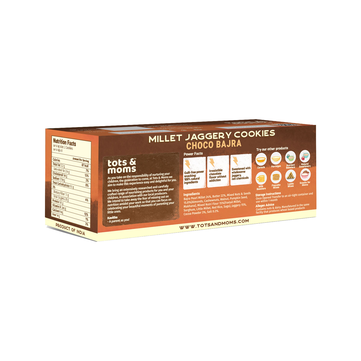Tots & Moms Cookies- Choco Bajra - Pack of 2 - 150g each