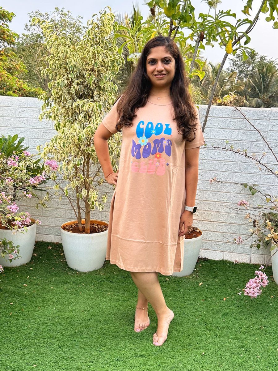 Cool Mom Club Oversized Maternity T Shirt Dress - NW-SC-CLMCO-S