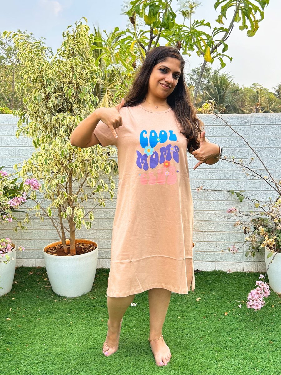 Cool Mom Club Oversized Maternity T Shirt Dress - NW-SC-CLMCO-S