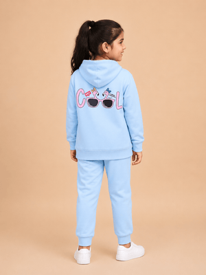 Cool Unicorn Zipper Hoodie & Light Blue Sweatpants Combo - Light Blue Kids Winter Set