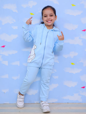Cool Unicorn Zipper Hoodie & Light Blue Sweatpants Combo