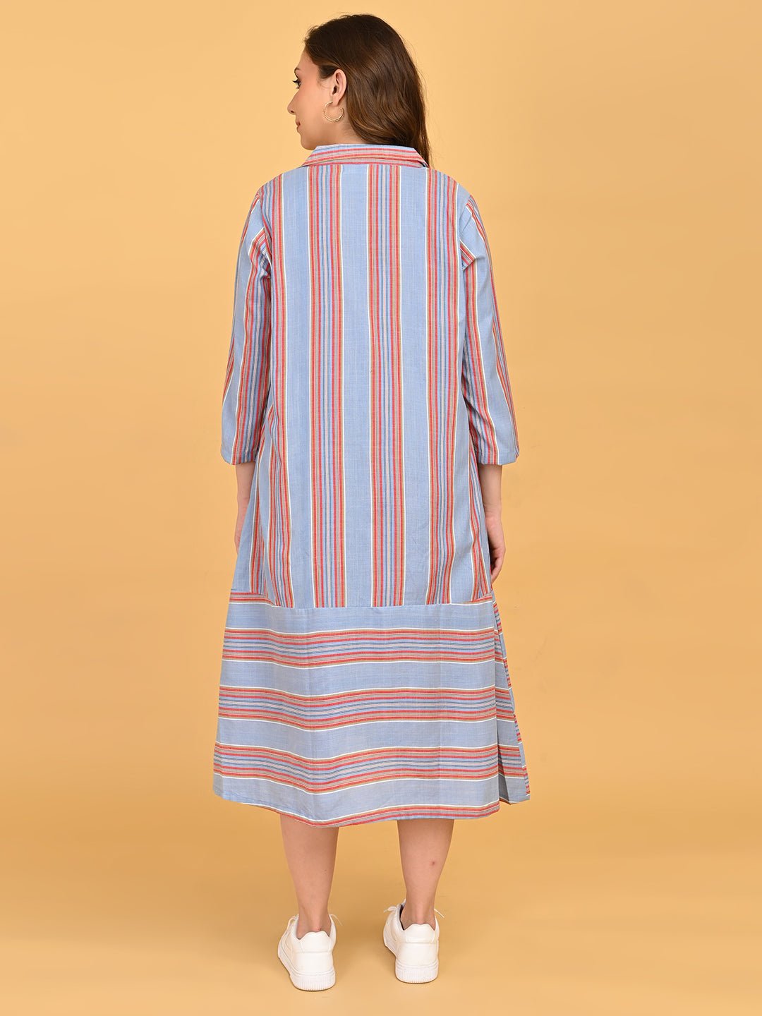 Back view of Copper Daybreak maternity dress