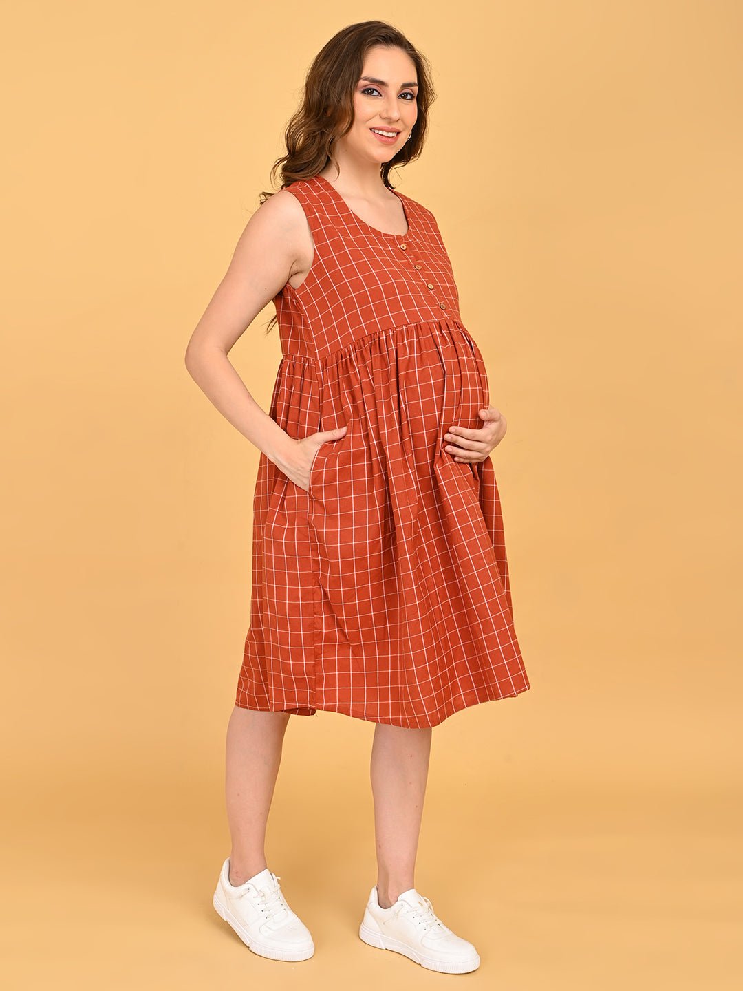 Copper Daybreak Maternity and Nursing Shacket Dress - Multi Maternity Casual Dress