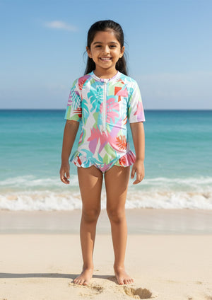 Coral Wave Girls Swimsuit - 2 - 4 Years Kids Swimwear