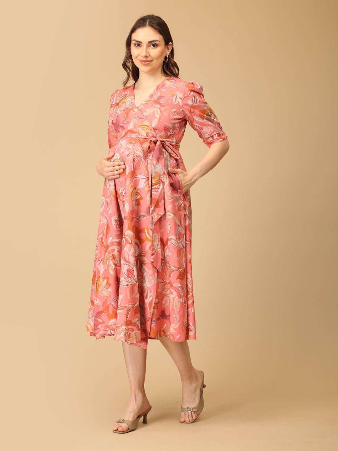 Coralé Maternity and Nursing Wrap Dress - DRS - SK - CORLE - S
