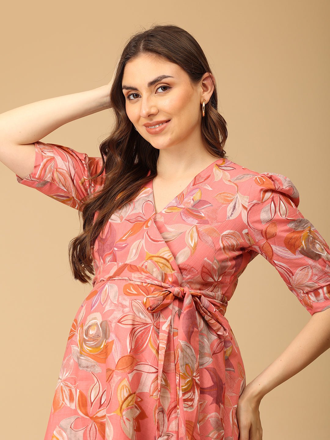 Coralé Maternity and Nursing Wrap Dress - DRS - SK - CORLE - S