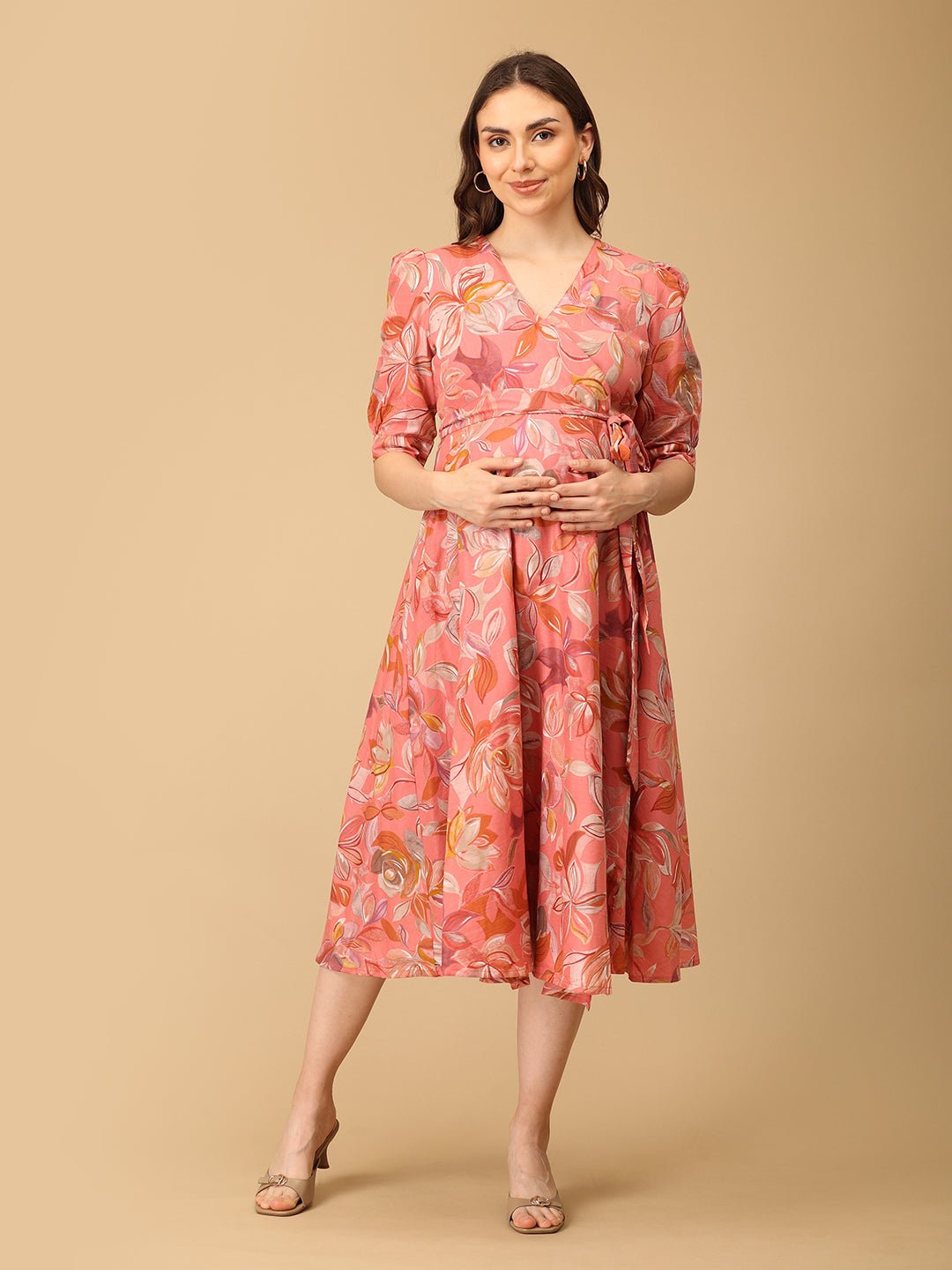 Coralé Maternity and Nursing Wrap Dress - DRS - SK - CORLE - S
