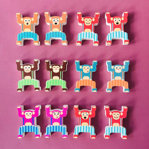 Cots and Cuddles 12pc Wooden Monkey Balancing Stacking Toy for Kids - CNCWoodenMonkeyBalance