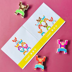 Cots and Cuddles 12pc Wooden Monkey Balancing Stacking Toy for Kids - CNCWoodenMonkeyBalance