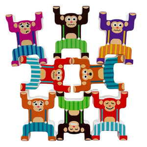 Cots and Cuddles 12pc Wooden Monkey Balancing Stacking Toy for Kids - CNCWoodenMonkeyBalance