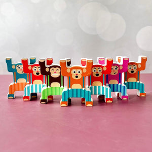 Cots and Cuddles 12pc Wooden Monkey Balancing Stacking Toy for Kids - CNCWoodenMonkeyBalance