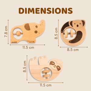 Cots and Cuddles 1pc Wooden Animal Shape Rattles for Kids Age 1+ - CNC Wooden Animal Rattle - Elephant