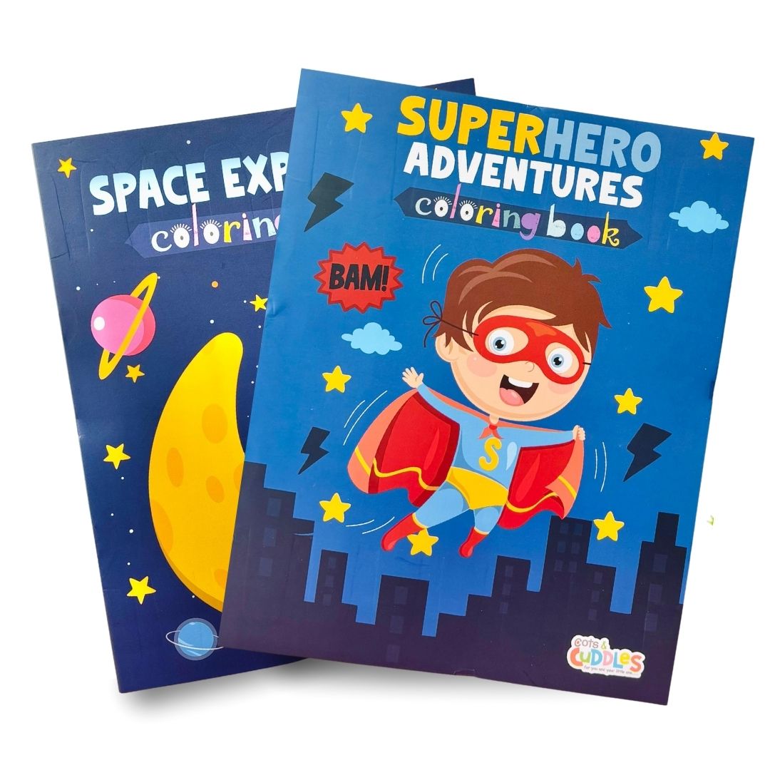 Cots and Cuddles Astro & Superhero Design Colouring Books for Kids - CNCAstro&SHeroColouringBook