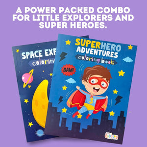 Cots and Cuddles Astro & Superhero Design Colouring Books for Kids - CNCAstro&SHeroColouringBook