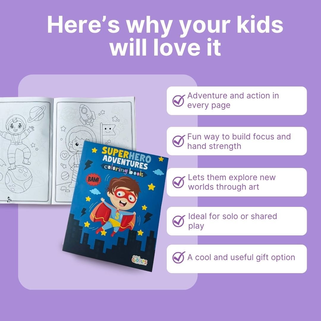 Cots and Cuddles Astro & Superhero Design Colouring Books for Kids - CNCAstro&SHeroColouringBook