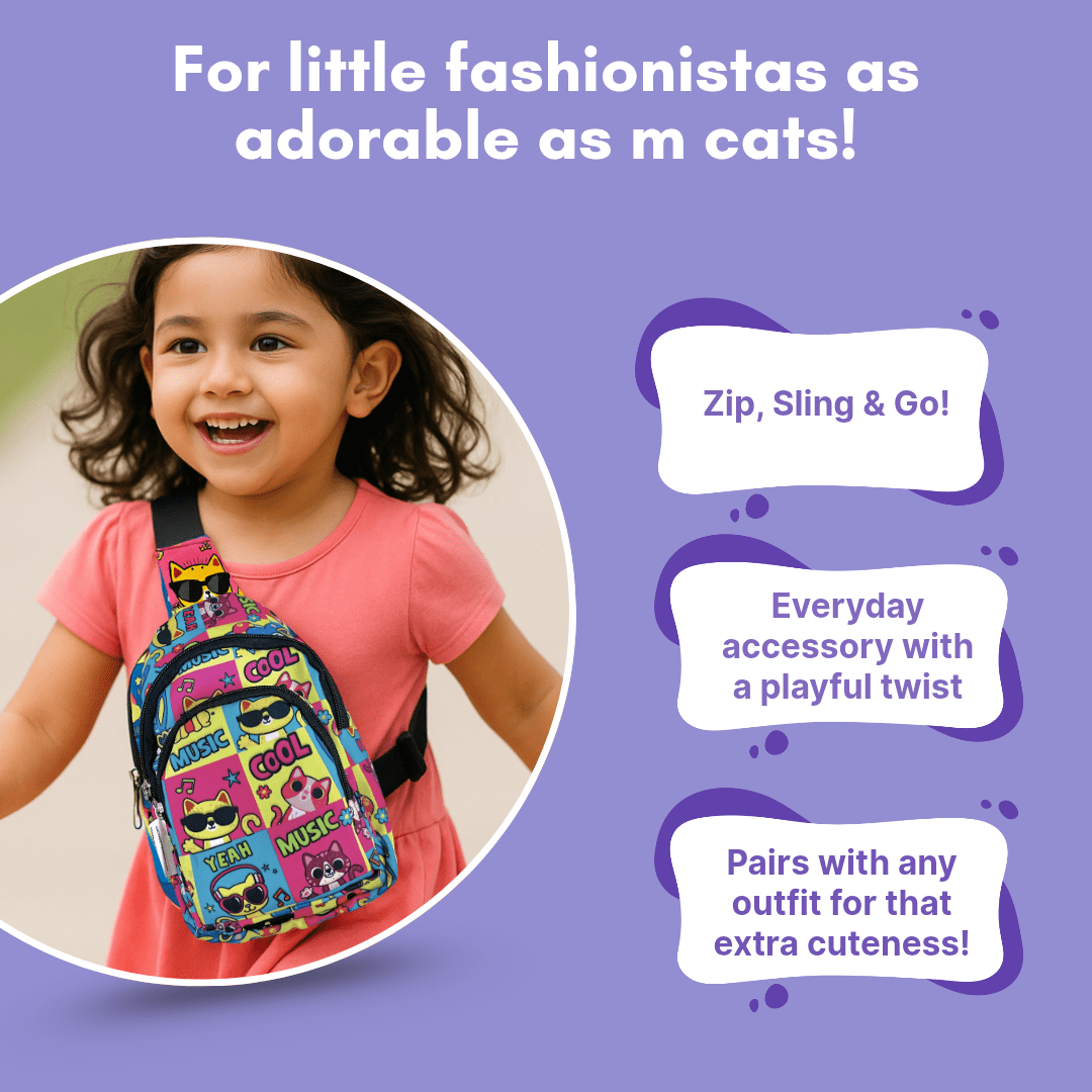 Cots and Cuddles Cat Print Crossbody Bag for Kids - 1pcCatCrossbodyBag