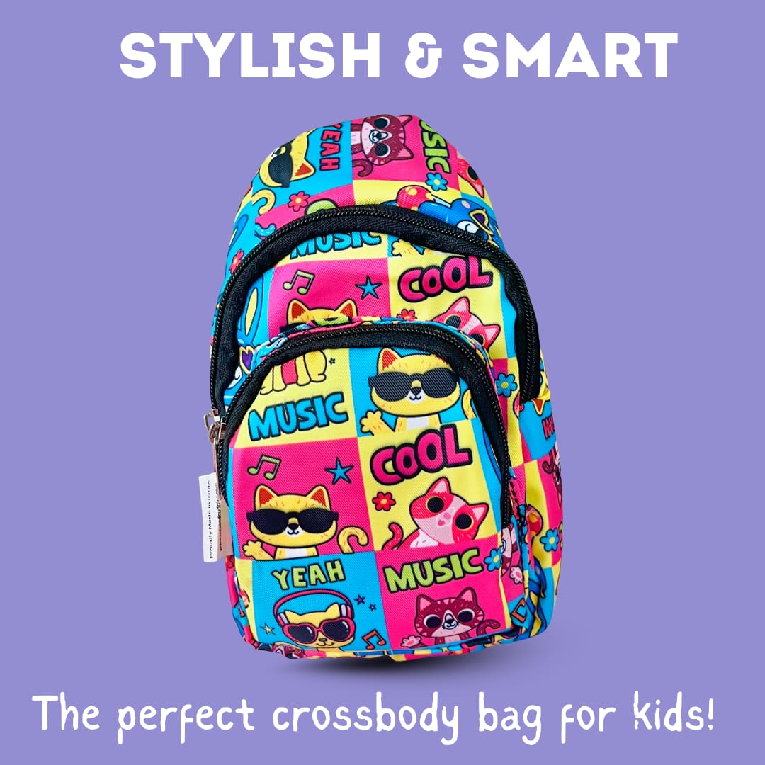 Cots and Cuddles Cat Print Crossbody Bag for Kids - 1pcCatCrossbodyBag