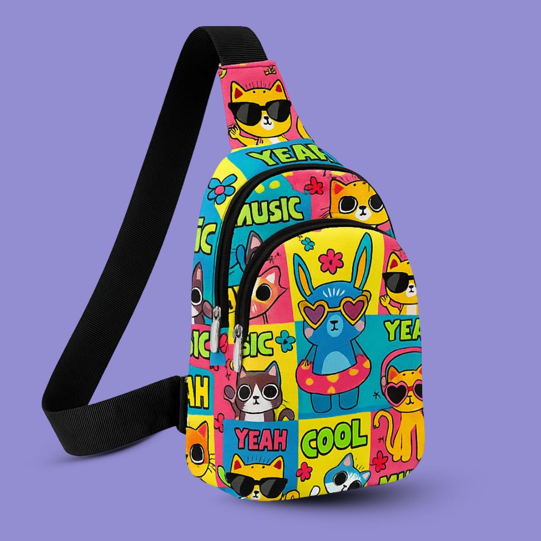 Cots and Cuddles Cat Print Crossbody Bag for Kids - 1pcCatCrossbodyBag