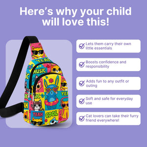 Cots and Cuddles Cat Print Crossbody Bag for Kids - 1pcCatCrossbodyBag