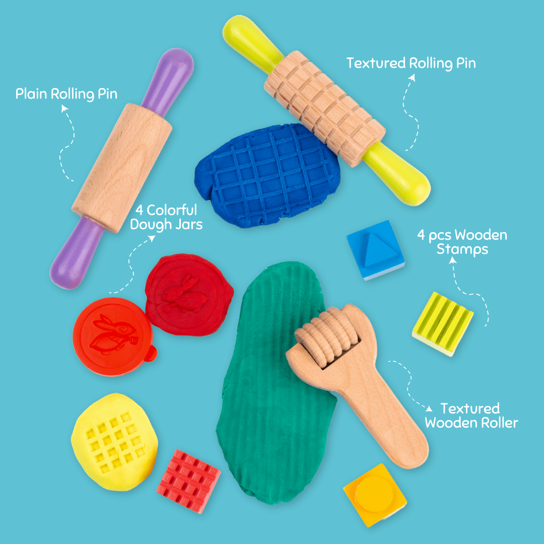 Cots and Cuddles Dough Mould Tool Kit with Fun Shapes and 4pc Clay - CNC Dough Mould kit