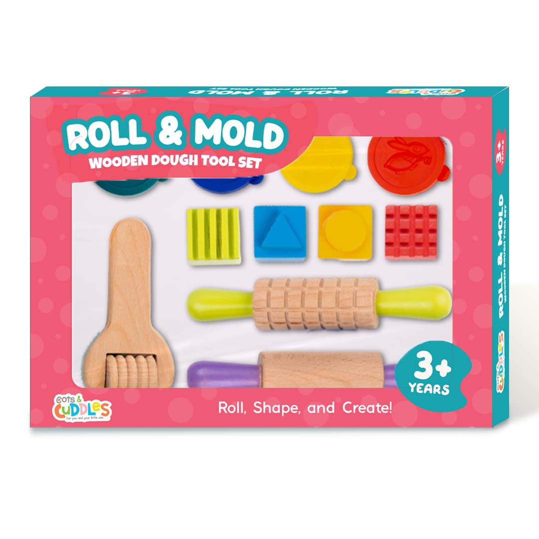 Cots and Cuddles Dough Mould Tool Kit with Fun Shapes and 4pc Clay - CNC Dough Mould kit