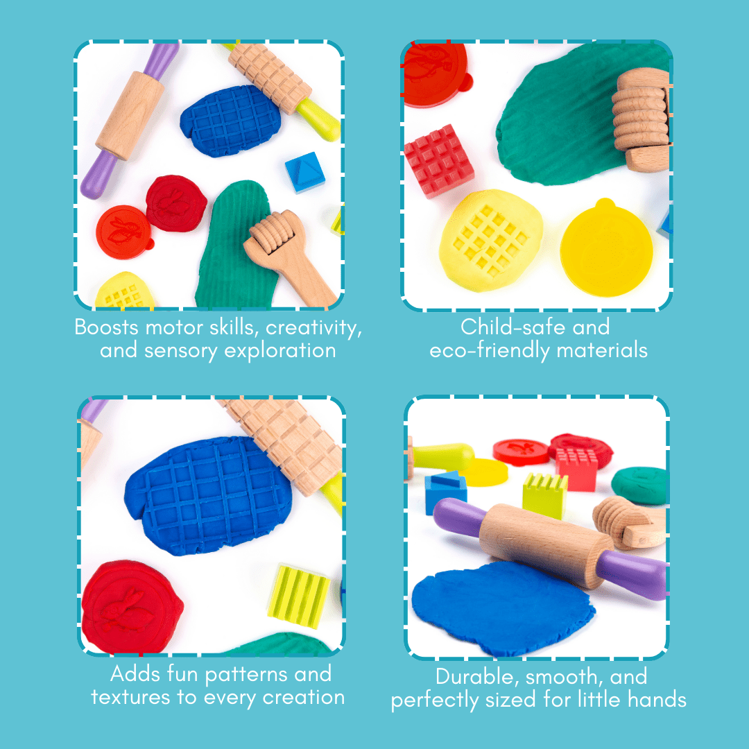 Cots and Cuddles Dough Mould Tool Kit with Fun Shapes and 4pc Clay - CNC Dough Mould kit
