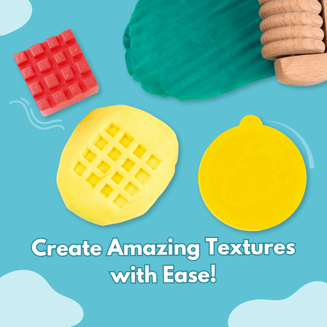 Cots and Cuddles Dough Mould Tool Kit with Fun Shapes and 4pc Clay - CNC Dough Mould kit