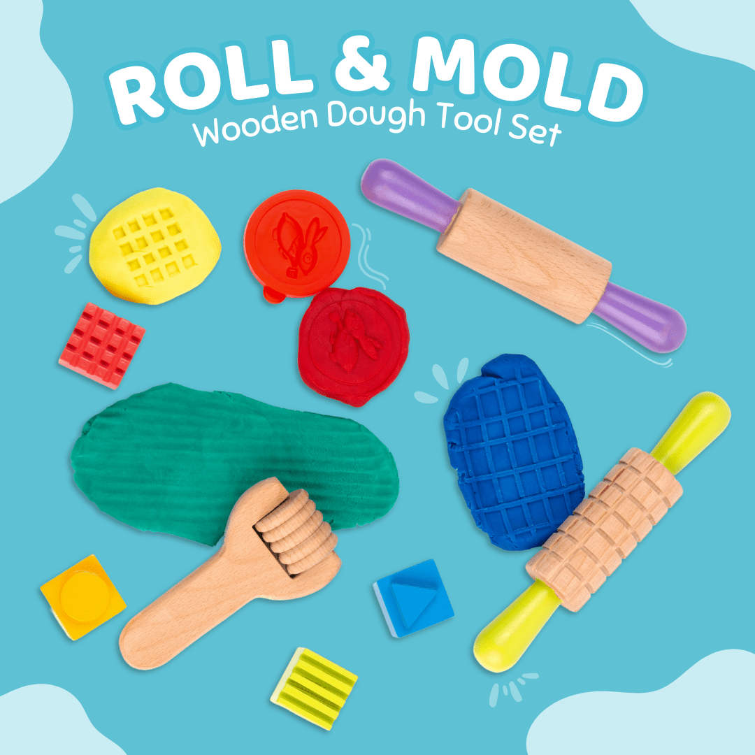 Cots and Cuddles Dough Mould Tool Kit with Fun Shapes and 4pc Clay - CNC Dough Mould kit