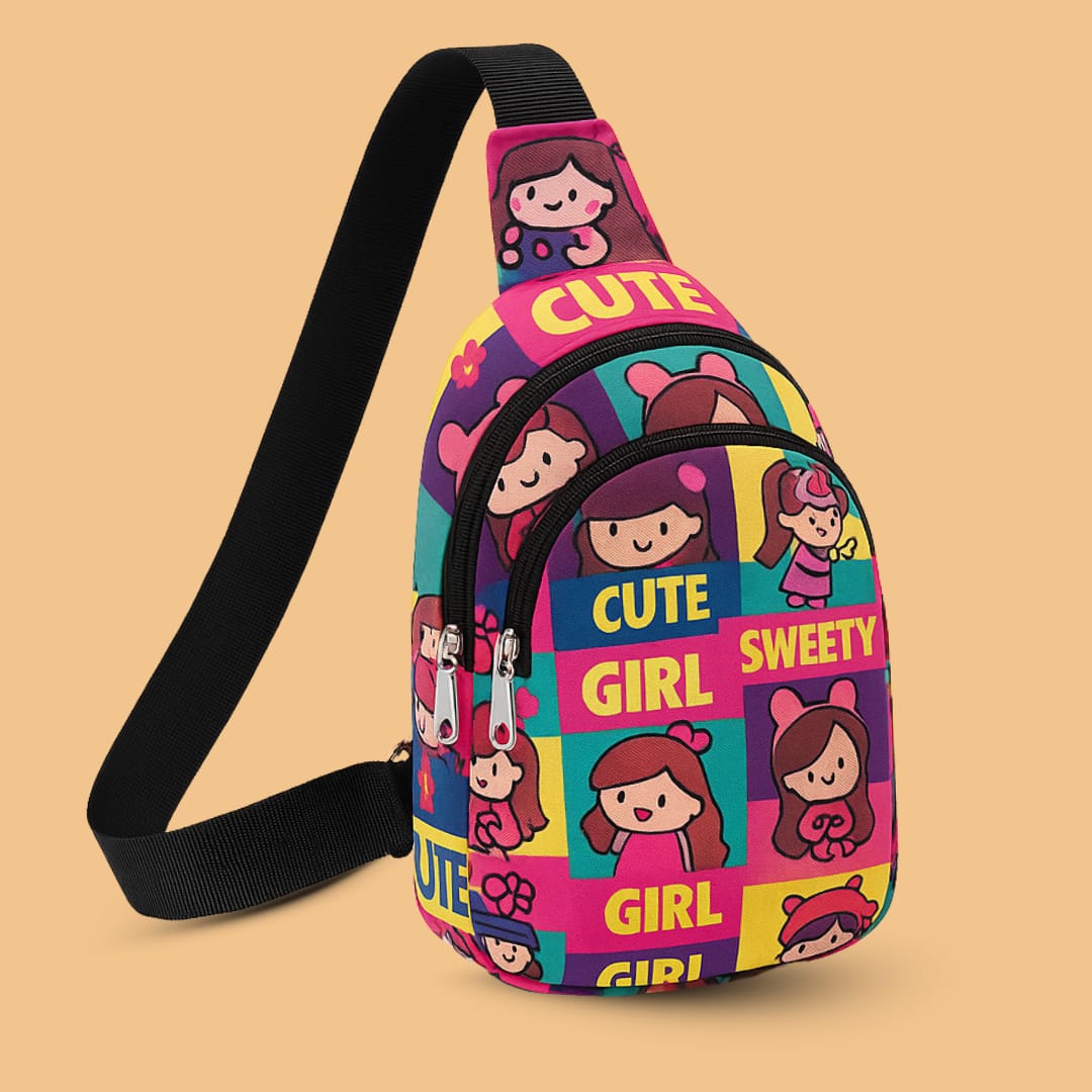 Cots and Cuddles Girl Print Crossbody Bag for Kids Age 3+ - 1pcGirlCrossbodyBag