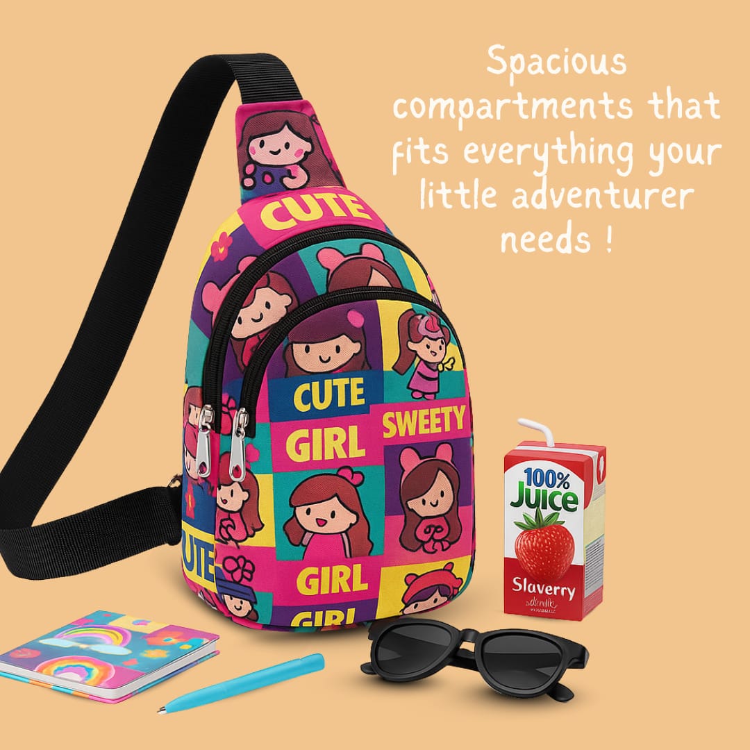 Cots and Cuddles Girl Print Crossbody Bag for Kids Age 3+ - 1pcGirlCrossbodyBag