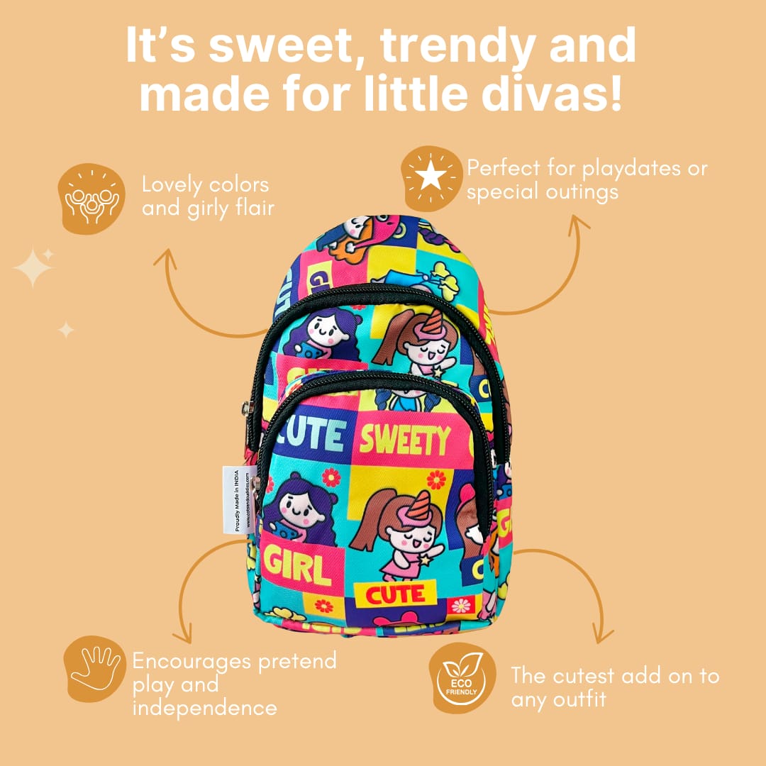 Cots and Cuddles Girl Print Crossbody Bag for Kids Age 3+ - 1pcGirlCrossbodyBag