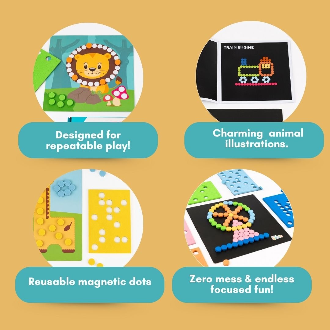 Cots and Cuddles Jungle Theme Magnetic Dot Play Activity Game for Kids - CNCDotPlayMagnetJungle