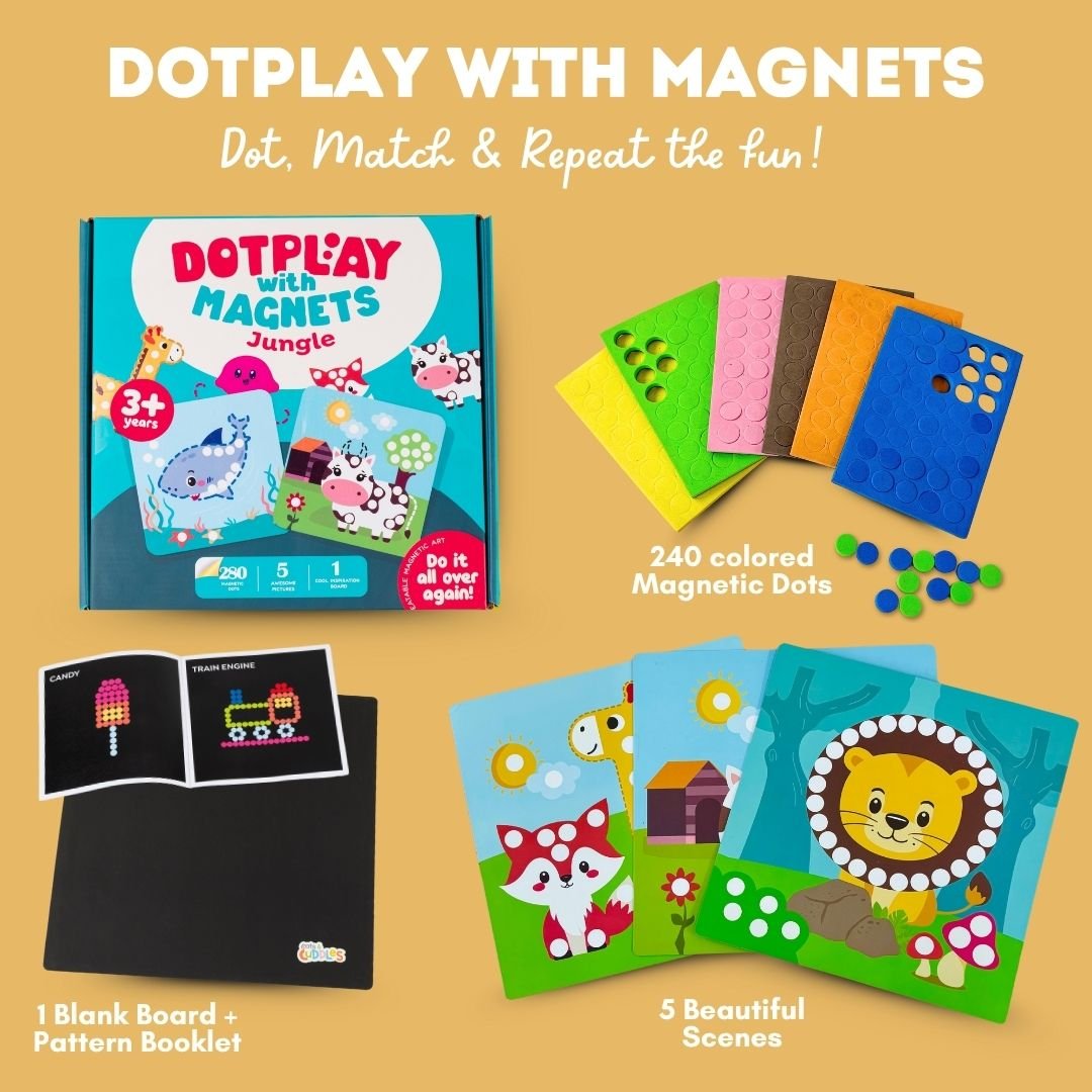 Cots and Cuddles Jungle Theme Magnetic Dot Play Activity Game for Kids - CNCDotPlayMagnetJungle
