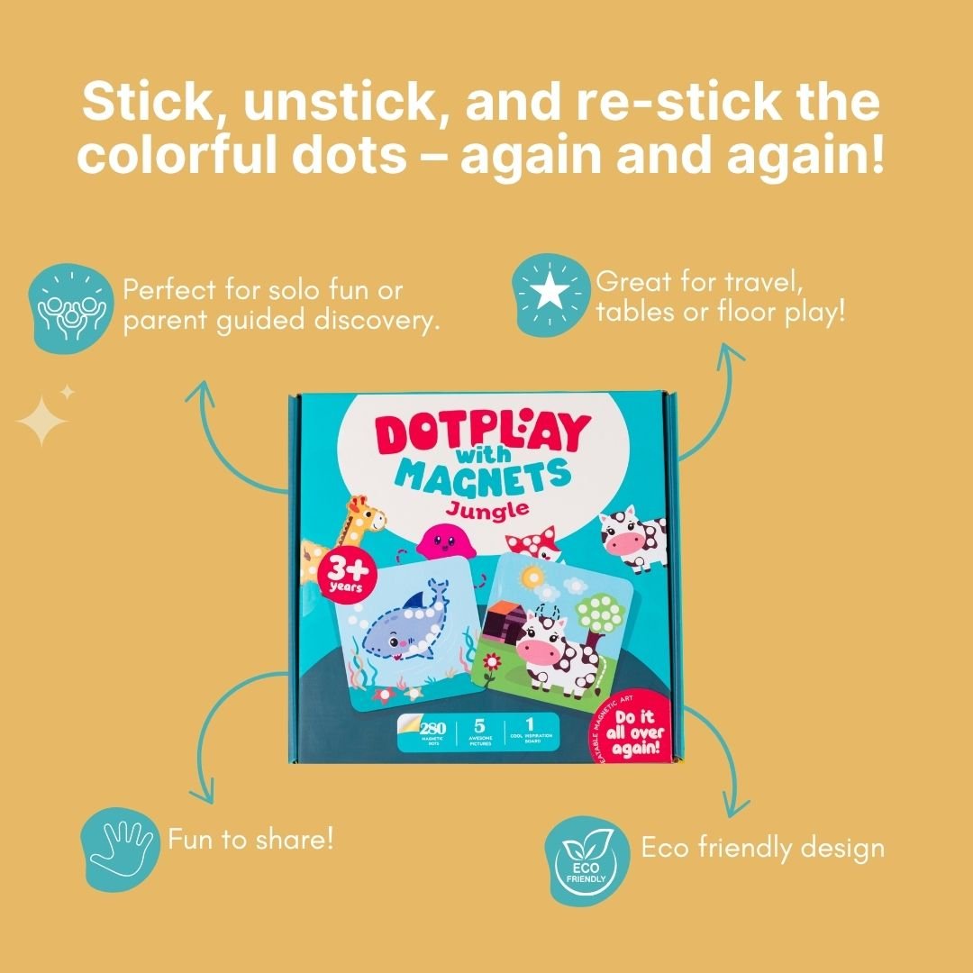 Cots and Cuddles Jungle Theme Magnetic Dot Play Activity Game for Kids - CNCDotPlayMagnetJungle