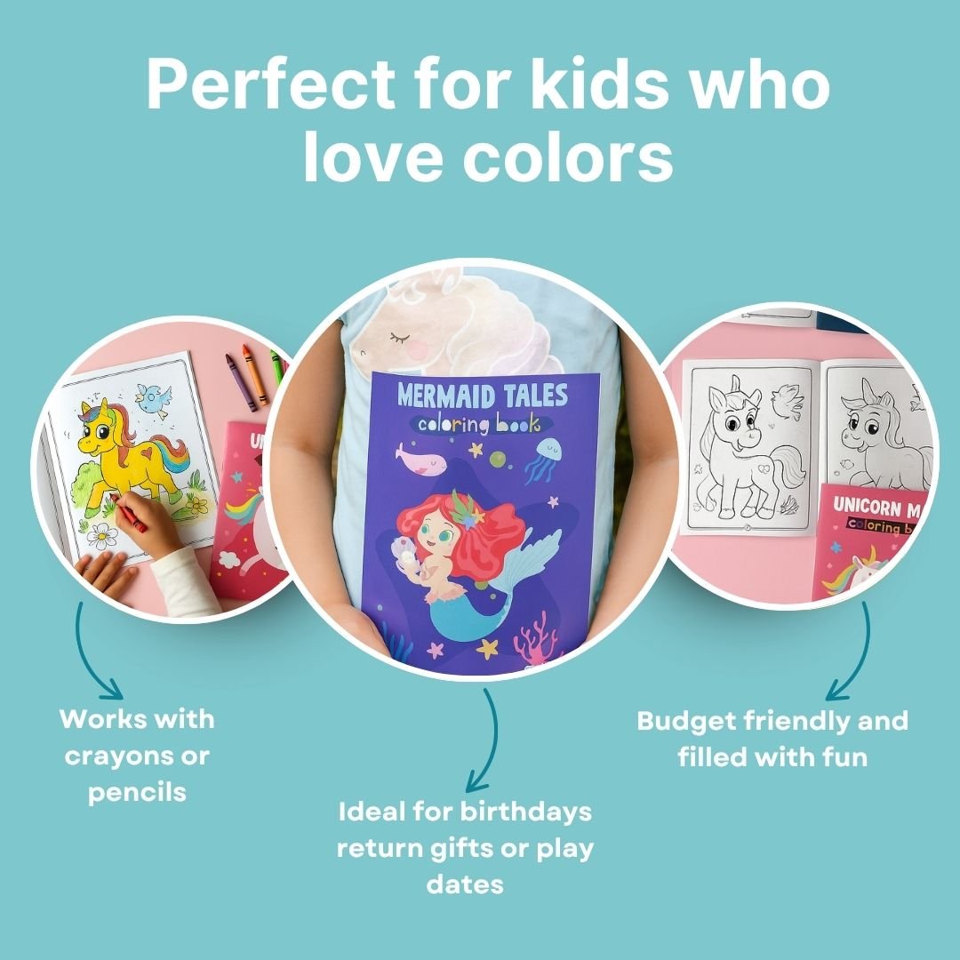 Cots and Cuddles Mermaid & Unicorn Design Colouring Books for Kids - CNCColorBookUnicorn&Mermaid
