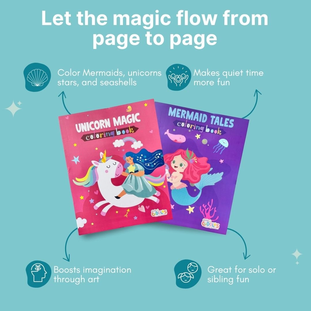 Cots and Cuddles Mermaid & Unicorn Design Colouring Books for Kids - CNCColorBookUnicorn&Mermaid